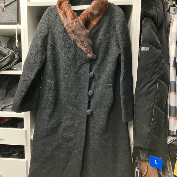 1950s swing coat black mink collar pinup - Picture 2 of 7